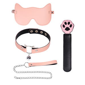 Ensemble rose avec cache-yeux oreilles de chat, collier, laisse et baguette pour femmes, jouets de jeu de rôle - Product Image 5