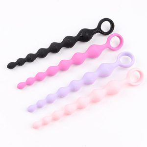 Tapón Anal de Silicona con Anillo de Agarre, Negro, Rosa, Morado, Rojo Rosa, Juguete de Estimulación para Adultos, Unisex - Product Image 2