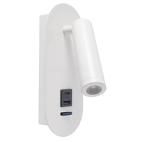 Lampe de chevet LED pour hôtel 85-265V, applique murale de tête de lit avec ports de charge Type-C et USB-A, projecteur réglable (blanc)