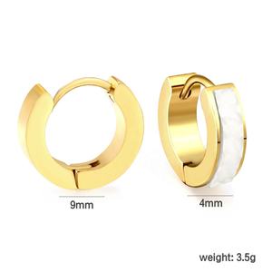 Classic Women 18k Gold Plated Jewelry Waterproof Geometric Stainless Steel <b>Earrings</b> Wholesale <b>Opal</b> Inlay huggies Hoops Earings - Product Image 2