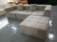 Canapé moderne en velours en forme de U, design minimaliste, garnissage en éponge, housse en laine d'agneau, portable et amovible pour petits appartements