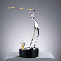 Trophée de golf artisanal personnalisé avec logo, en cristal K9 noble et figurine métallique, idéal pour les cadeaux d'affaires et les récompenses sportives (trou en un)