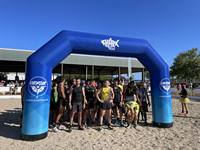 Arche gonflable publicitaire commerciale personnalisée de 20 pieds pour événements extérieurs, avec soufflerie intégrée, pour départ et arrivée