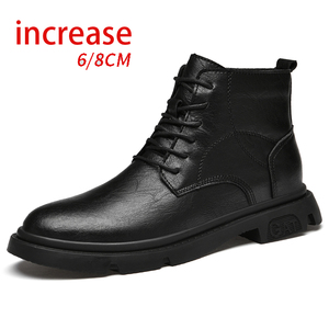 <span class=keywords><strong>Botas</strong></span> para Hombre Zapatos con Alzas Tacones Invisibles 8CM 6CM Zapatos que Aumentan la Estatura Moda Masculina Botines de Cuero Mocasines para Hombre Más Altos - Product Image 1