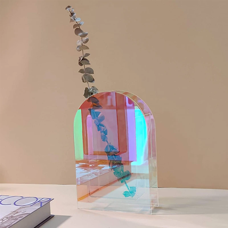 Радужная акриловая ваза, акриловая ваза для цветов, цветная акриловая ваза