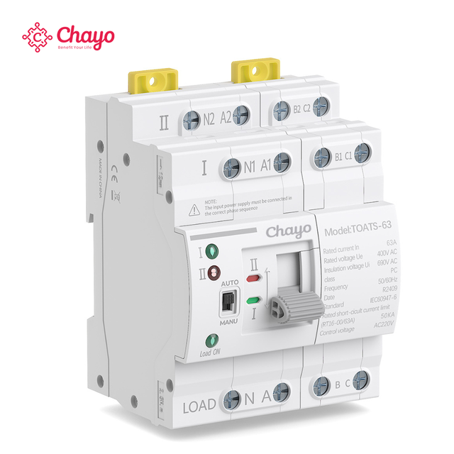 4P 63A 110V/220V Dual Power Automatic Transfer Switching ATS Din Rail  ATS Factory Price Changeover Switch Chayo
