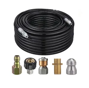 30M Hose 4000 PSI Cleaning Kit for Pressure Washer Sewer Jetter Kit 1/4 Inch, Drain Jetting Rotating Sewer Nozzle