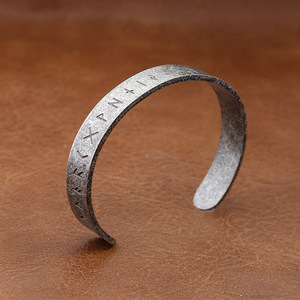 yunnique Stainless Steel Viking Rune Bracelet Antique Silver Unisex Fashion Cuff Jewelry Gift - Product Image 1