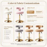 Tabouret de comptoir pivotant avec dossier en peluche, chaise de bar commerciale réglable en hauteur pour la réception