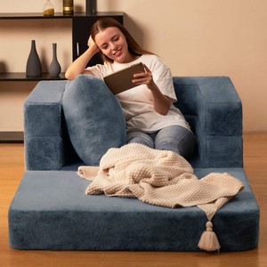 Sofá Cama Plegable 3 en 1 para Sala de Estar, Dormitorio u Oficina, con un Solo Asiento, de Espuma, con Almohada, Apto para Perros - Product Image 6