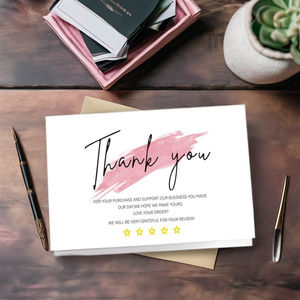 Tarjeta de agradecimiento personalizada a todo color, papel artístico, tarjeta de regalo postventa impresa en offset para vendedores de <span class=keywords><strong>Amazon</strong></span> - Product Image 1