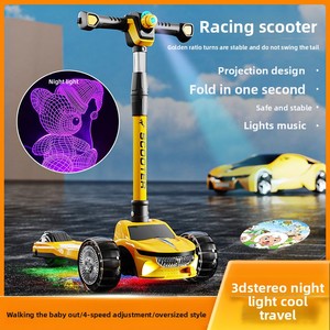 Patinete Infantil con Altura Ajustable, Plataforma Extra Ancha, Luces LED, <span class=keywords><strong>3</strong></span> Ruedas, Plegable, para Niños de <span class=keywords><strong>3</strong></span>+ Años, Niños y Niñas - Product Image 3