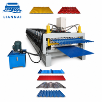 Machine de formage de profilés pour tôles métalliques à double couche Lian Nai, équipement de cintrage de rouleaux en acier et zinc, ligne de fabrication de tuiles de toiture à froid