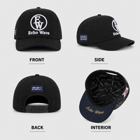 Casquette de baseball vintage 6 panneaux en coton noir délavé avec broderie 3D en relief et logo personnalisé, style Dad Hat, Snapback, Vente en gros OEM ODM