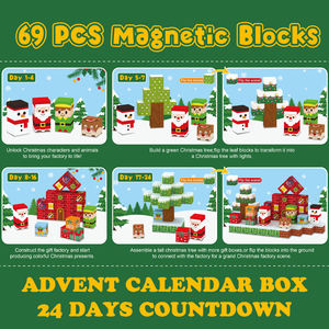 Coffret Calendrier de l'Avent de Noël 2025 avec 24 Jours pour Cadeau Enfant Compte à Rebours Cube Magnétique Blocs de Construction Magnétiques Jouet STEM - Product Image 2
