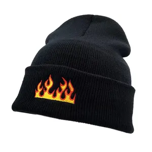 Make Your Own Design Embroidery Hip Hop Bbox Streetwear Watch Fire Flame Skull Cap Beanie Hat
