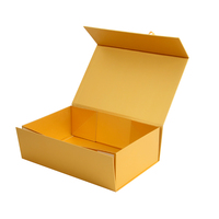 Boîte cadeau magnétique pliable rectangulaire dorée avec ruban en satin et nœud, logo personnalisé, emballage de luxe haut de gamme
