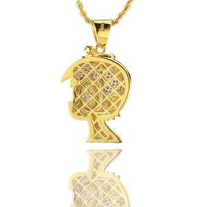 Bijoux Hip Hop glacé bleu 5A Zircon cubique diamant 3D 925 argent Sterling dessin animé tête pendentifs pour hommes - Product Image 5