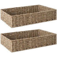 Panier de rangement multifonction vintage en jonc de mer écologique, tressé, mignon, cadeau unique, 8 paniers rectangulaires pour linge, bicolore, pour escalier