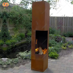 Chimenea de columna Rectangular de acero Corten, moderna y elegante, independiente, para exteriores, para quemar madera, certificado CE, respetuoso con el medio ambiente para jardín - Product Image 1