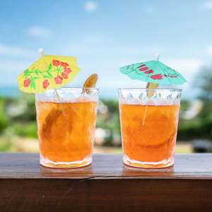 ESTICK Parapluie cocktail personnalisé Pailles <span class=keywords><strong>Parasol</strong></span> en bois jetable Parapluie en papier pour fête, boissons, garniture <span class=keywords><strong>avec</strong></span> <span class=keywords><strong>parasol</strong></span> Style - Product Image 3