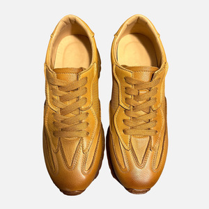 QHCCID Zapatillas retro de cuero genuino para hombre, zapatos informales con cordones para caminar, suela de goma ligera y transpirable, tacón bajo - Product Image 2