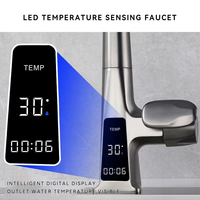 Robinet de cuisine intelligent ELOILO à régulation automatique par induction, avec capteur, affichage numérique, bec extractible à 360 degrés, poignée unique