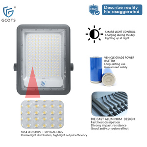 ไฟสปอร์ตไลท์ LED พลังงานแสงอาทิตย์กลางแจ้ง กันน้ำ IP65 ตัวเรือนอลูมิเนียม 30W/50W แสงเดย์ไลท์ ควบคุมด้วยเซ็นเซอร์แสง สำหรับลานบ้าน ห้างสรรพสินค้า สวนสาธารณะ - Product Image 2