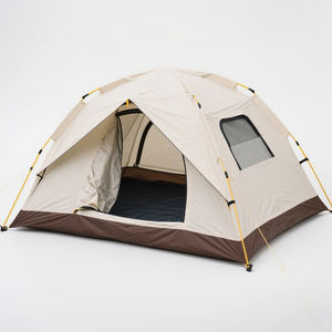 Tente de camping familiale tout temps beige-brun, motif patchwork, tissu Oxford, imperméable, anti-UV, portable, une chambre - Product Image 4