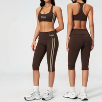 Ensemble de yoga personnalisé pour femmes avec logo, séchage rapide, coupe ajustée, dos sexy, tenue de sport pour course en extérieur, vêtements de fitness sur mesure