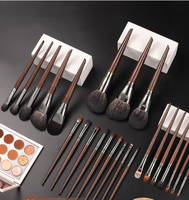 Ensemble de 24 pinceaux de maquillage professionnels en poils de chèvre naturels, pour le visage, anticernes, logo personnalisé, marque privée, manche en bois