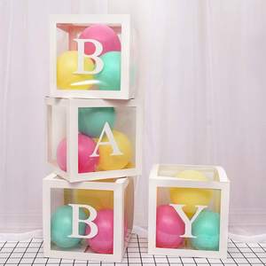 Scatola di palloncini con lettera <span class=keywords><strong>per</strong></span> il genere rivela il primo <span class=keywords><strong>compleanno</strong></span> del bambino lettera trasparente <span class=keywords><strong>festa</strong></span> blocchi di cartone tutte le feste a tema X0425 - Product Image 1