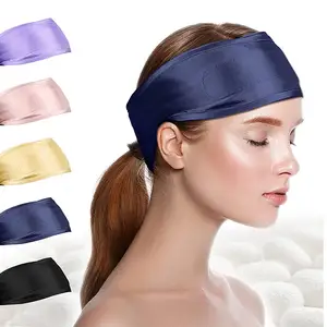 19mm luxury spa mulberry silk satin sleep hairband wide edge silk headbands wrap silk Glam Band