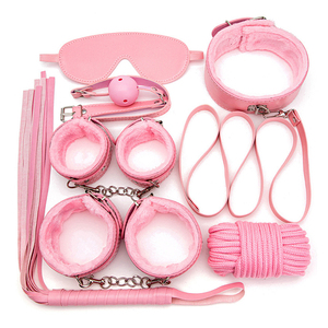 ベストセラーのセックス用品ピンク7PCSBDSMおもちゃの革拘束キット - Product Image 1