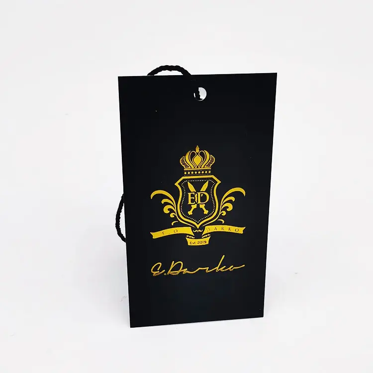 Gold Foil Stamping Cardboard Names of Clothing Stores Label With Size Clothing Name Brand Tags