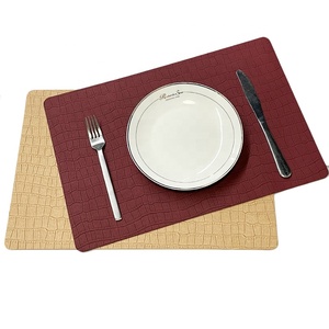 Tùy Chỉnh Đầy Màu Sắc Cá Sấu Kết Cấu Vegan PU Da Hình Chữ Nhật Thêm Dày Placemats Faux Da Bảng Mat Nhà Hàng - Product Image 1