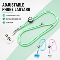 Cordon de téléphone réglable personnalisé, double cordon, bandoulière pour téléphone avec logo, cordon rond pour le cou, OEM ODM