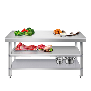 Mesa <span class=keywords><strong>de</strong></span> Trabajo <span class=keywords><strong>de</strong></span> Acero Inoxidable <span class=keywords><strong>de</strong></span> Grado Alimenticio con Patas <span class=keywords><strong>de</strong></span> Tubo Redondas para Uso Doméstico y Comercial para un Manejo Seguro <span class=keywords><strong>de</strong></span> los <span class=keywords><strong>Alimentos</strong></span> - Product Image 1