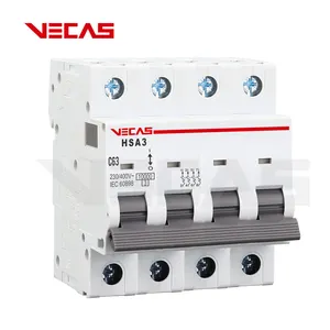 VECAS hava anahtarı 4 P minyatür devre kesici 4 P tek kademeli C40 amp ev devre kesici 10KA 4 kutuplu MCB