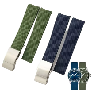 Correa de Silicona Curvada de 21 mm para Relojes Conques <span class=keywords><strong>HydroConquest</strong></span> L3.781 L3.742 V.H.P. Correa de reloj de buceo negra impermeable - Product Image 1