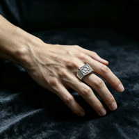 Bague Hip Hop large et massive pour homme, micro-pavée de zircon carré, en laiton plaqué platine, bague statement