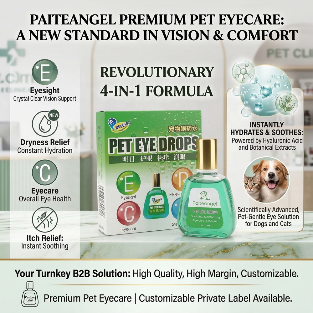Private Label 4-in-1 Pet Eye Drops For Dogs & Cats 18ml OEM & ODM Proven Relief For Dryness, Itch, Eyesight