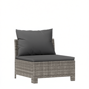 Sofá de patio de ratán sintético gris de una plaza, muebles de jardín para exteriores con cojín de espuma de alta densidad, ratán de PE resistente a los rayos UV - Product Image 1