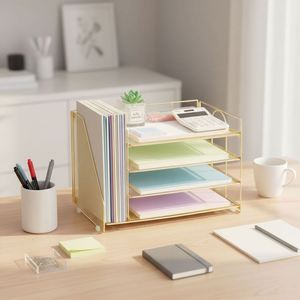 Metal Mesh Office <b>File</b> Organizer with Magazine Holder Desk Organizer - Product Image 3
