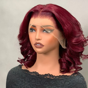 Perruques brésiliennes en cheveux humains 99J, densité 300%, <span class=keywords><strong>rouge</strong></span> bordeaux, avec dentelle frontale 13x6 HD transparente, sans colle - Product Image 2