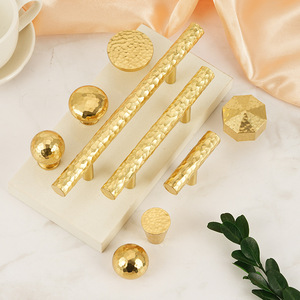 Handmade Brass Wardrobe <strong>Handle</strong> <strong>Light</strong> Luxury Textured <strong>Handle</strong> for Drawer Cupboard Modern Hammered Furniture Door <strong>Pull</strong> T Bar - Product Image 3