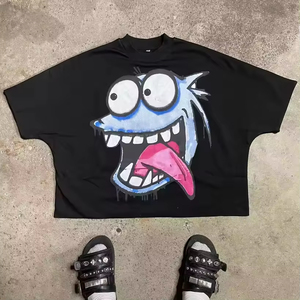 Camisetas recortadas cuadradas de alta calidad 100% algodón Y2K camisetas gráficas impresas Streetwear camisetas de lujo para hombres - Product Image 1