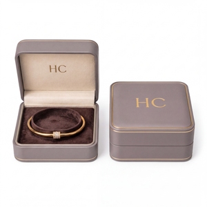 Modern Bracelet Box Luxury Custom Hinged PU Leather Jewelry Display Box Custom Bracelet Holder <b>Insert</b> Custom Logo Wholesale - Product Image 1