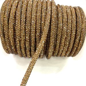 Cordoncino di Lusso con Cristalli e Strass per Felpe, Corda Tubolare con Strass S589, Nuovo Arrivo, Motivo con Strass da 6mm da Incollare - Product Image 1