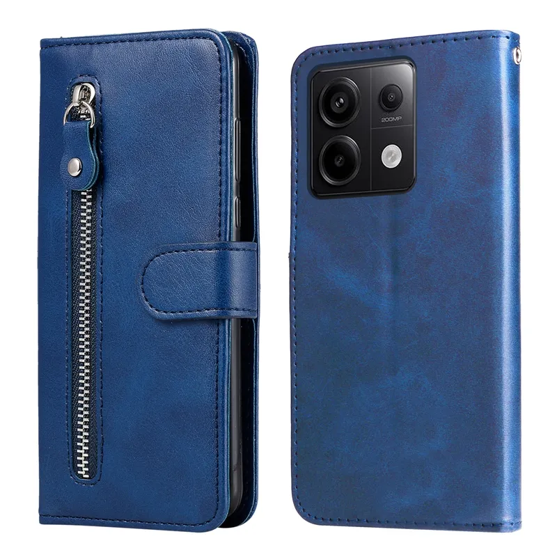 Custodia in pelle con design a cerniera con slot per schede per Redmi note 13/13 Pro, per iPhone 15 custodia a portafoglio